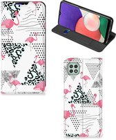 Coque de téléphone Personnaliser Samsung Galaxy A22 5G Bookstyle Coque Flamingo Triangle