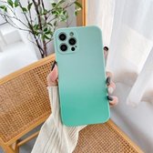 Straight Edge Gradient Hand-feel Paint Shockproof TPU Case voor iPhone 11 Pro Max (Lake Green)