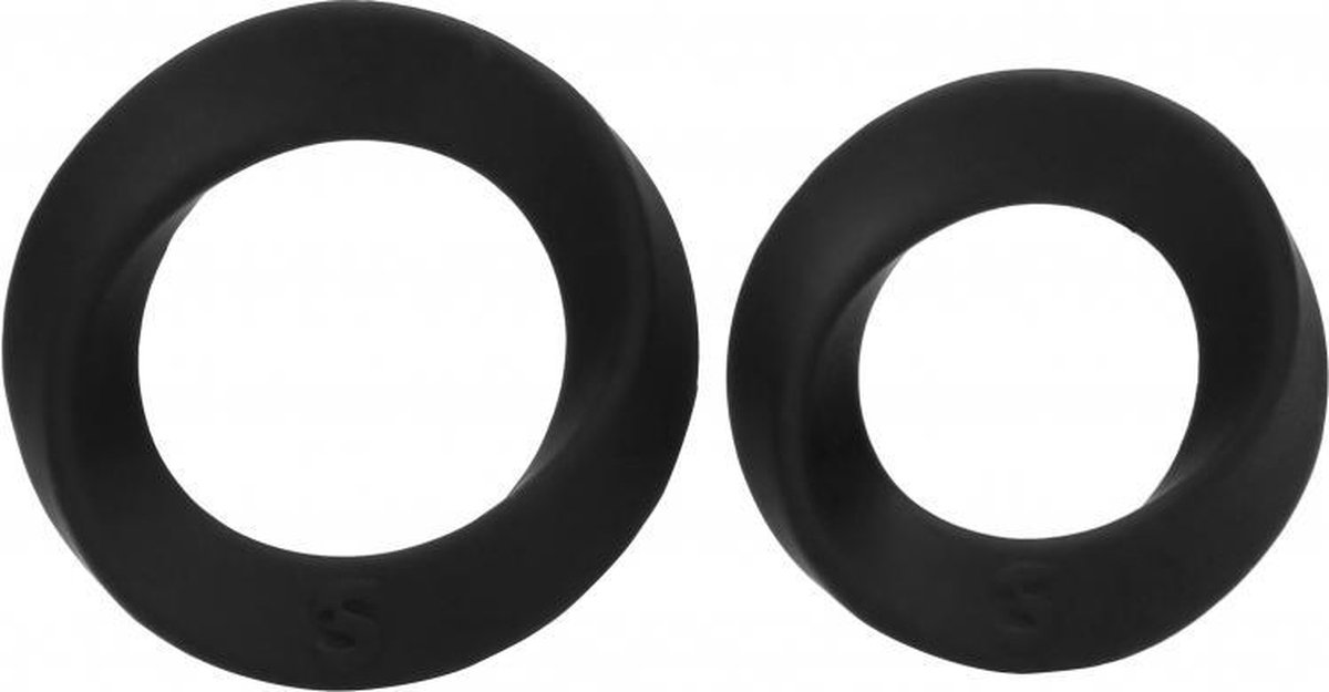 Shots Toys Endless Cockring 2 Siliconen Penisringen Groot en Normaal - Zwart