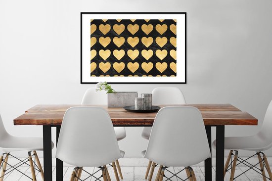 Cadre photo avec affiche - Motifs - Coeur - Or - Zwart - 90x60 cm - Cadre pour affiche