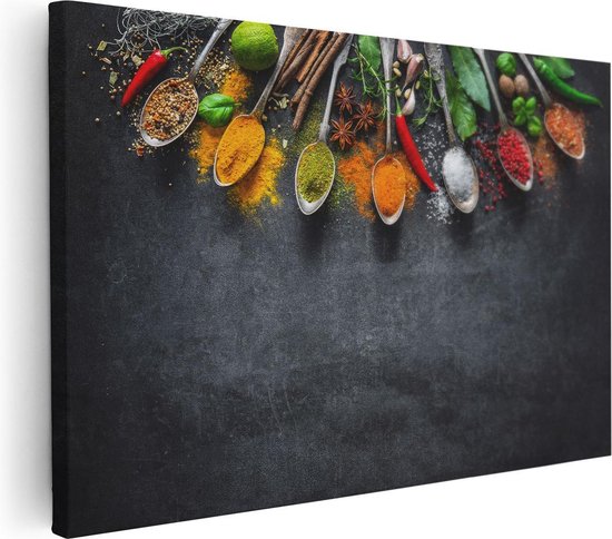 Artaza Canvas Schilderij Kruiden - 120x80 cm - Groot - Wanddecoratie Keuken - Muurdecoratie Stilleven - Schilderijen Op Canvas