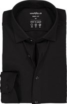 MARVELIS jersey body fit overhemd - zwart tricot - Strijkvriendelijk - Boordmaat: 41