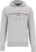 Tommy Hilfiger Core Tommy logo hoody - regular fit heren sweathoodie - grijs melange - Maat: S