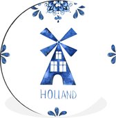 WallCircle - Wandcirkel - Muurcirkel - Delfts Blauw - Holland - Windmolen - Aluminium - Dibond - ⌀ 30 cm - Binnen en Buiten
