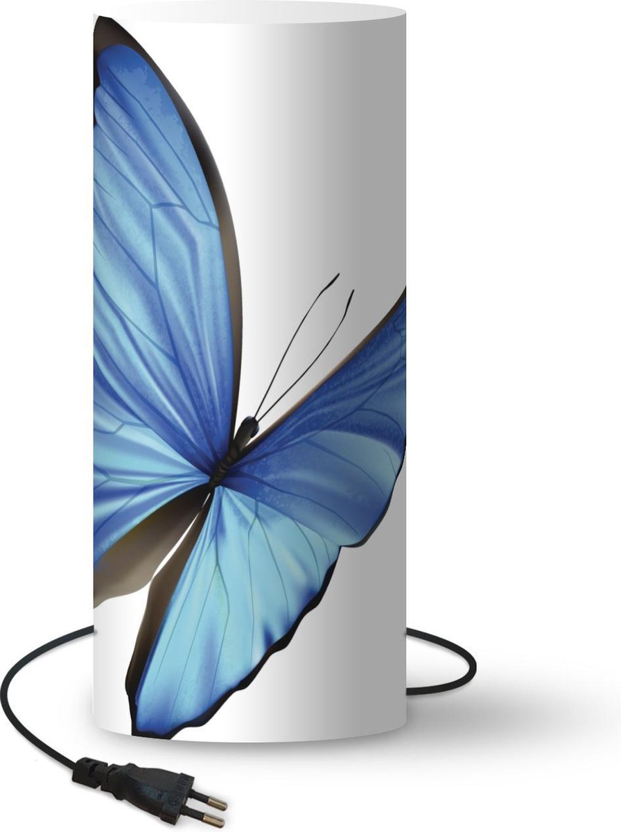 Lamp - Nachtlampje - Tafellamp slaapkamer - een blauwe vlinder - 70 cm hoog - Ø29.6 cm - Inclusief LED lamp