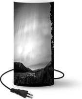 Lamp Noorderlicht kleurt hemel groen - zwart wit - 54 cm hoog - Ø25 cm - Inclusief LED lamp
