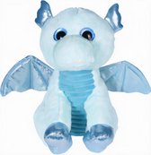 knuffeldinosaurus junior 25 x 23 cm pluche blauw