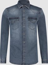 Purewhite -  Heren Slim Fit    Overhemd  - Blauw - Maat XL