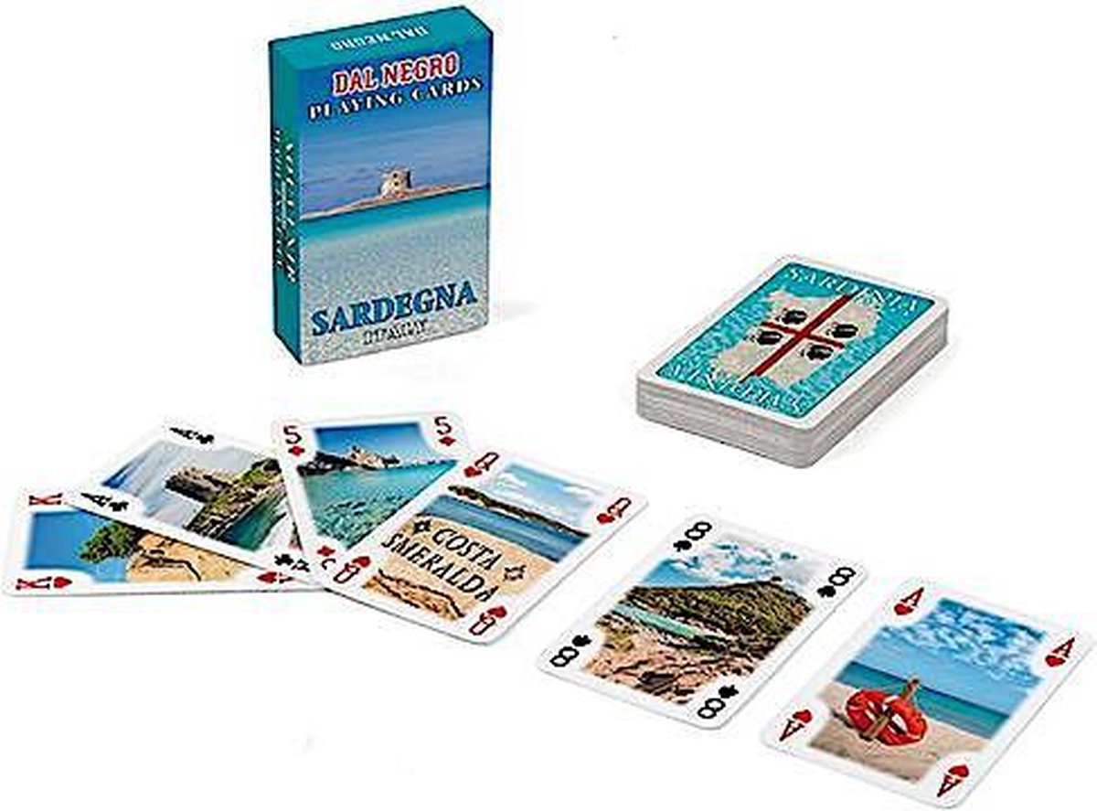mini-kaartspel Sardini√' 8 x 5 cm blauw 55-delig