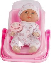 babypop in autostoel meisjes 21 cm roze/wit 2-delig