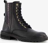 Groot leren meisjes veterboots - Zwart - Maat 36