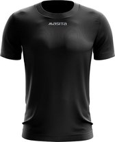 Masita | Active Sportshirt Dames Korte Mouw - Unisex  - Sneldrogend Sportshirt Heren - Licht Stevig Materiaal - BLACK - 128