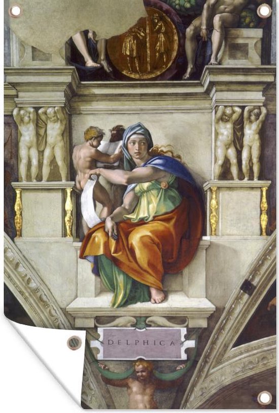 Muurdecoratie Orakel van Delphi - Michelangelo - 120x180 cm - Tuinposter - Tuindoek - Buitenposter