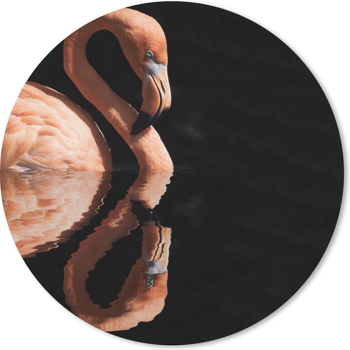 Muismat rond 50x50 cm - Mousepad Flamingo - Water - Reflectie - Ronde muismatten