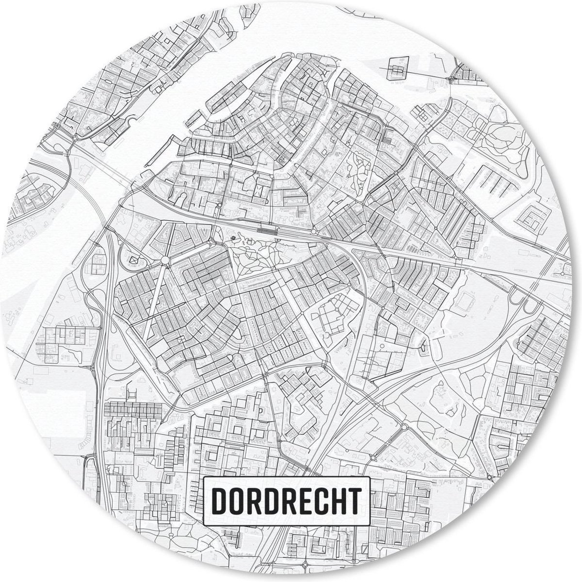 Muismat rond 40x40 cm - Mousepad Stadskaart Dordrecht - Ronde muismatten