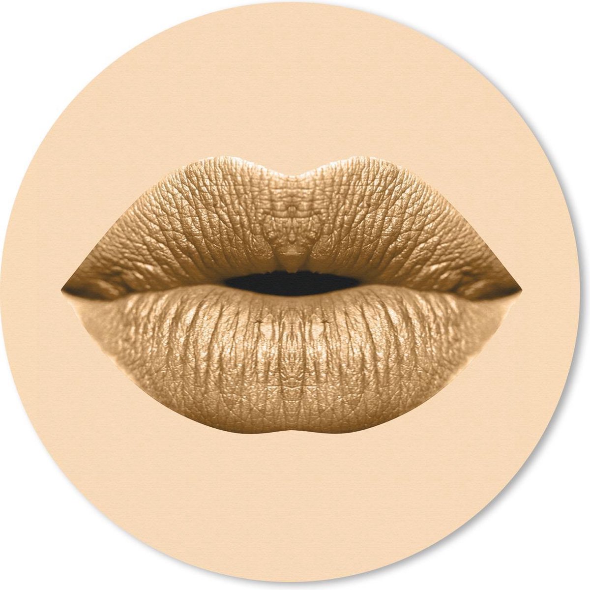 Muismat rond 50x50 cm - Mousepad Lippen - Pastel - Bruin - Ronde muismatten