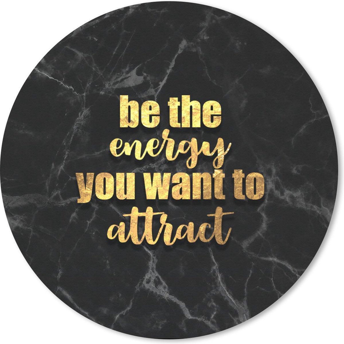 Muismat rond 40x40 cm - Mousepad Quotes - Energie - Goud - Marmer print - Ronde muismatten