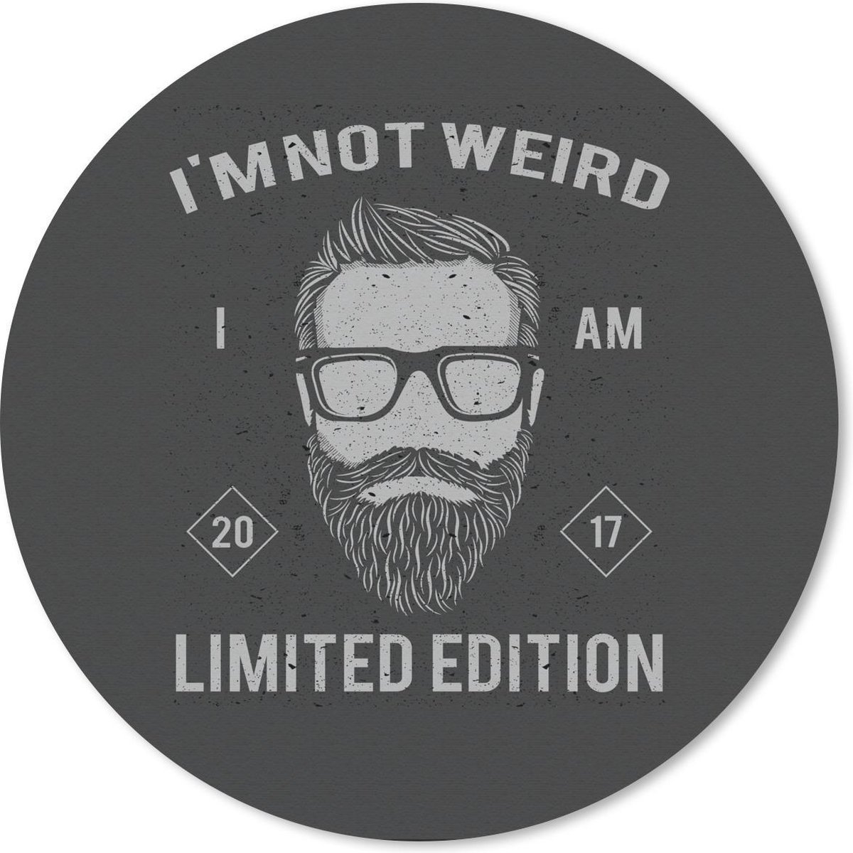 Muismat rond 40x40 cm - Mousepad Vintage - Baard - Bril - Ronde muismatten