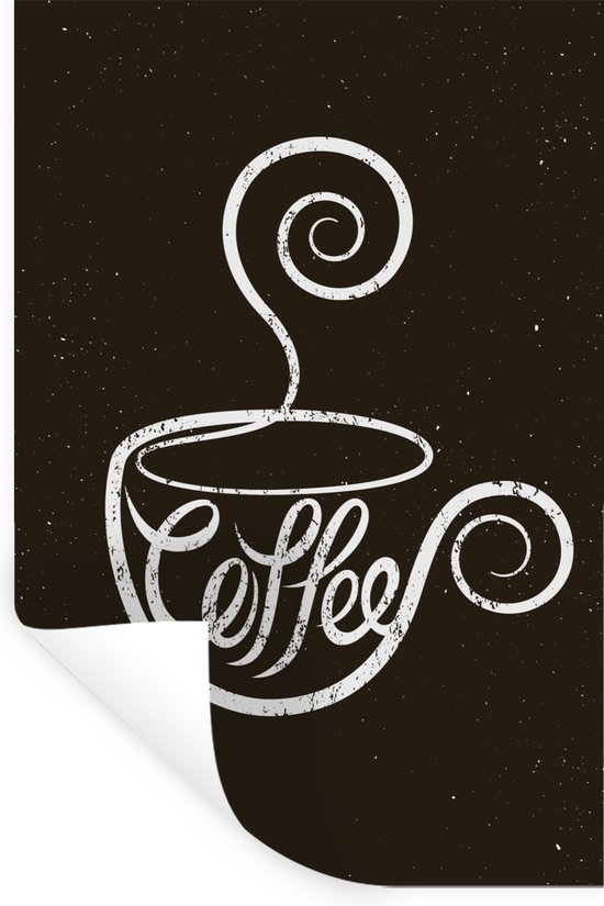 Sticker Muursticker Café Vintage - Tableau Café vintage - 60x90 cm - film adhésif autocollant - sticker mural repositionnable