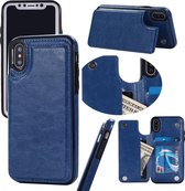 GSMNed – iPhone 12 Pro Max – Leren telefoonhoes Blauw – Luxe iPhone 12 Pro Max – Card Case – magneetsluiting – Blauw