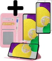 Samsung Galaxy A52s Hoesje Book Case Hoes Met Screenprotector - Samsung Galaxy A52s Case Wallet Cover - Samsung Galaxy A52s Hoesje Met Screenprotector - Licht Roze