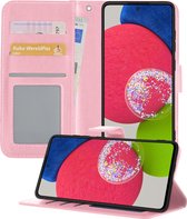 Samsung Galaxy A52s Hoesje Book Case Hoes Portemonnee Cover - Samsung Galaxy A52s Case Hoesje Wallet Case - Licht Roze