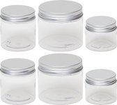 Set van 12x stuks kleine kunststof weckpotjes/inmaakpotjes 50/100/150 ml met schroefdeksel