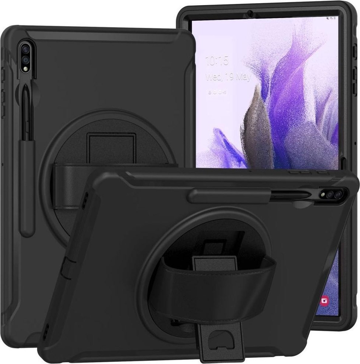 Hoes Full Protect Cover met Kickstand Zwart Geschikt voor Samsung Galaxy Tab S7 FE