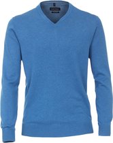 CASA MODA heren trui katoen - V-hals - blauw melange -  Maat: XXL