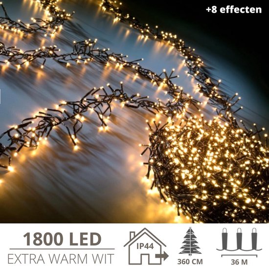 Foto: Kerstverlichting kerstboomverlichting clusterverlichting kerstversiering kerst 1800 led s 36 meter extra warm wit