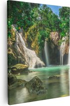 Artaza - Canvas Schilderij - Tropische Waterval  - 80x100 - Groot - Foto Op Canvas - Canvas Print
