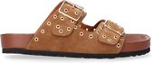 Tango | Anky 1-e cognac suede/gold eyelets slipper - black sole | Maat: 38