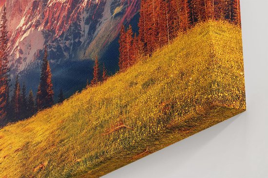 Artaza Peinture sur toile Paysage des Alpes avec un ciel coloré - 80 x 40 - Photo sur toile - Impression sur toile