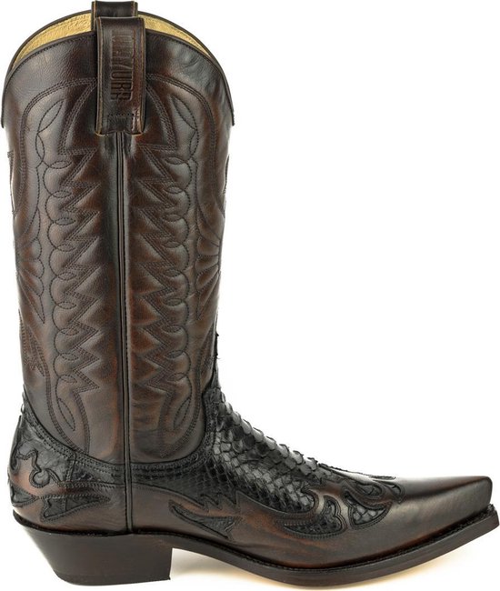 Mayura Boots 1935P Bruin/ Zwart Spitse Cowboy Western Laarzen Schuine Hak Rechte Schacht Treklussen Goodyear Welted Maat EU 44