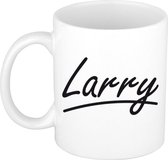 Larry naam cadeau mok / beker met sierlijke letters - Cadeau collega/ vaderdag/ verjaardag of persoonlijke voornaam mok werknemers