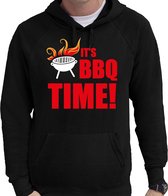 BBQ time barbecue hoodie zwart - cadeau sweater met capuchon voor heren - verjaardag / vaderdag kado L