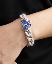 Vlinder armband met bling | zilver blauw