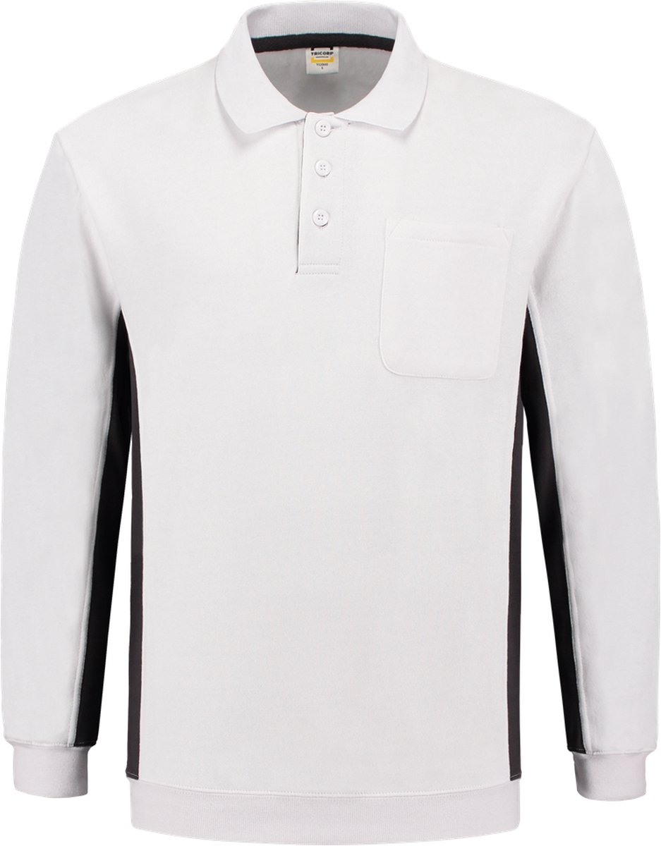 Tricorp 302001 Polosweater Bicolor Borstzak - Wit/Donkergrijs - XS