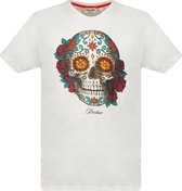 DEELUXE T-shirt met Mexicaanse skull CALAVERA Natural