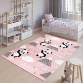 Tapiso Jolly Vloerkleed Speelkleed Woonkamer Slaapkamer Kinderkamer Babykamer Roze Panda's Interieur Sfeervol Duurzaam Hoogwaardig Kindertapijt Maat - 200x300