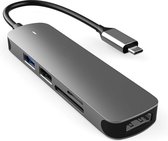 Lunso - Universele USB-C naar USB 3.0 / 2.0, USB-C en HDMI aluminium adapter - Zilver