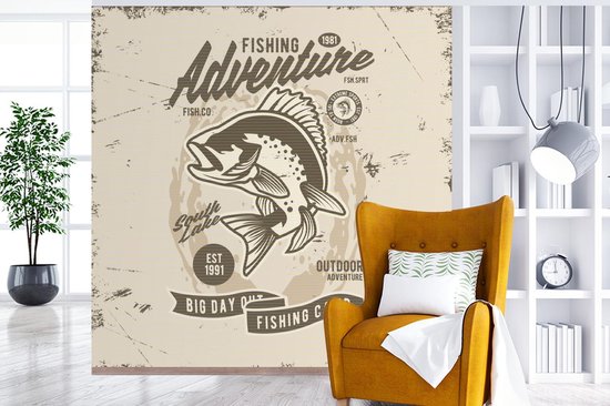 Papier peint - Papiers Papier peint photo Poissons - Rétro - Citation - Largeur 280 cm x Hauteur 280 cm