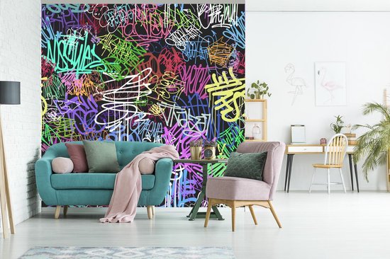 Behang - Fotobehang Street art - Vintage - Verf - Breedte 220 cm x hoogte 220 cm