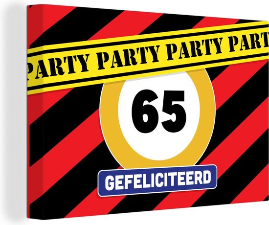 Tableau sur toile Anniversaire - 65 ans - Anniversaire - 180x120 cm - Décoration murale XXL