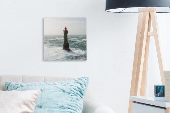 Canvas schilderij 20x20 cm - Wanddecoratie Vuurtoren - Zee - Frankrijk - Muurdecoratie woonkamer - Slaapkamer decoratie - Kamer accessoires - Schilderijen op canvas