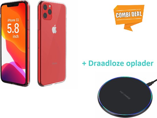 Ultra Thin Silicone Case Geschikt Voor Apple iPhone 11 Pro - Transparant Met Draadloze Oplader - Lichtgewicht Beschermcase - Slank en Flexibel Hoesje - Duurzame Silicone Bescherming