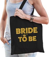 1x Bride To Be vrijgezellenfeest tasje zwart goud dikke letters/ goodiebag dames - Accessoires vrijgezellen party vrouw