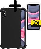 Hoes voor iPhone Xs Max Hoesje Zwart Shock Proof Case Met 2x Screenprotector Dichte Notch - Hoes voor iPhone Xs Max Case Hoesje - Hoes voor iPhone Xs Max Hoes Cover