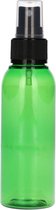 12 x 100 ml fles Basic Round PET groen + spraypomp zwart BPA vrij kunststof, hervulbaar, onbreekbaar, recyclebaar, lege fles