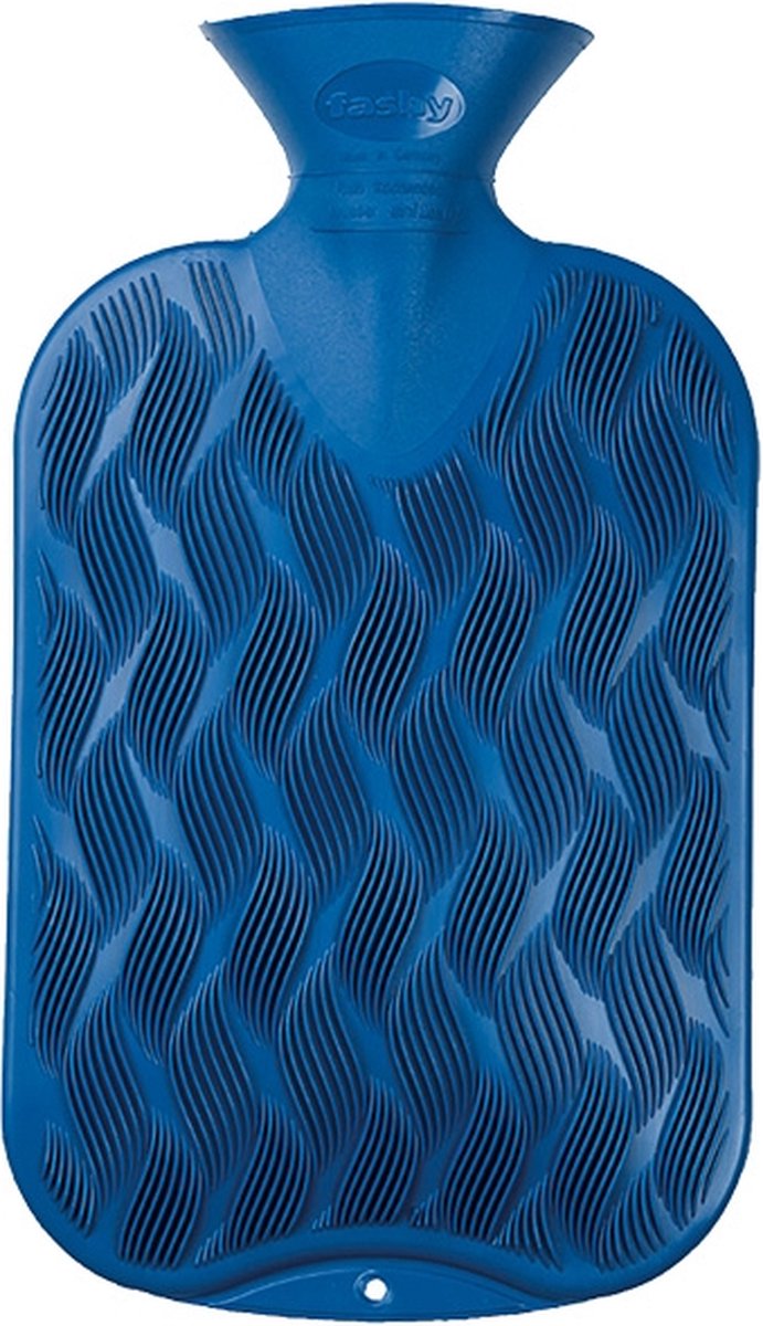 Goedkoopste Fashy Warmwaterkruik - 1 golvend geribbeld, 1 zijde glad - blauw